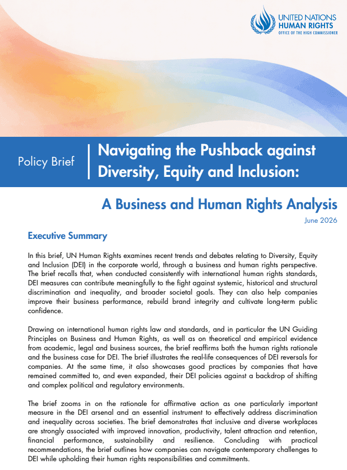 Navigating the Pushback against Diversity, Equity and Inclusion: A Business and Human Rights Analysis