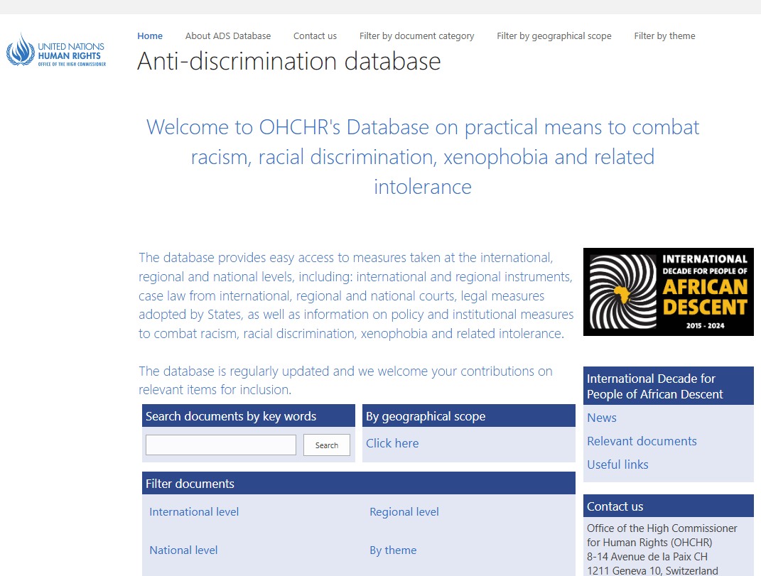 OHCHR Anti-Discrimination Database