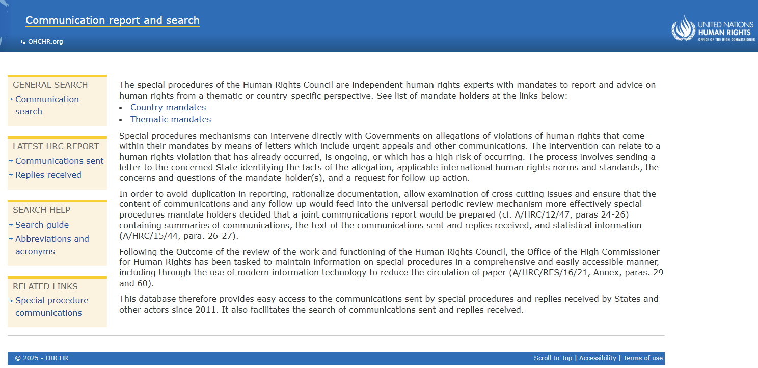 Special Procedures Communications Reports